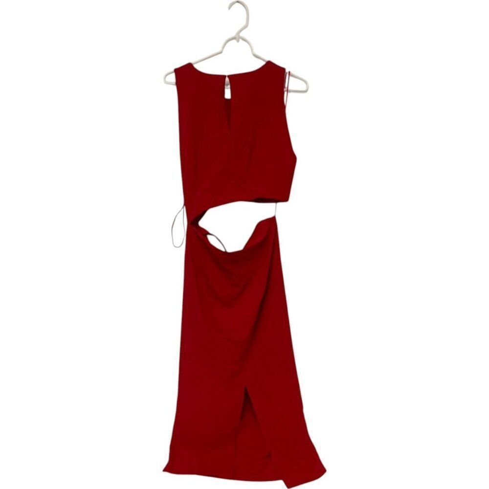 Zara Women Midi Dress M Red Sleeveless Cut Out Sexy Gold Ring 9878/166 NWT - Picture 5 of 12